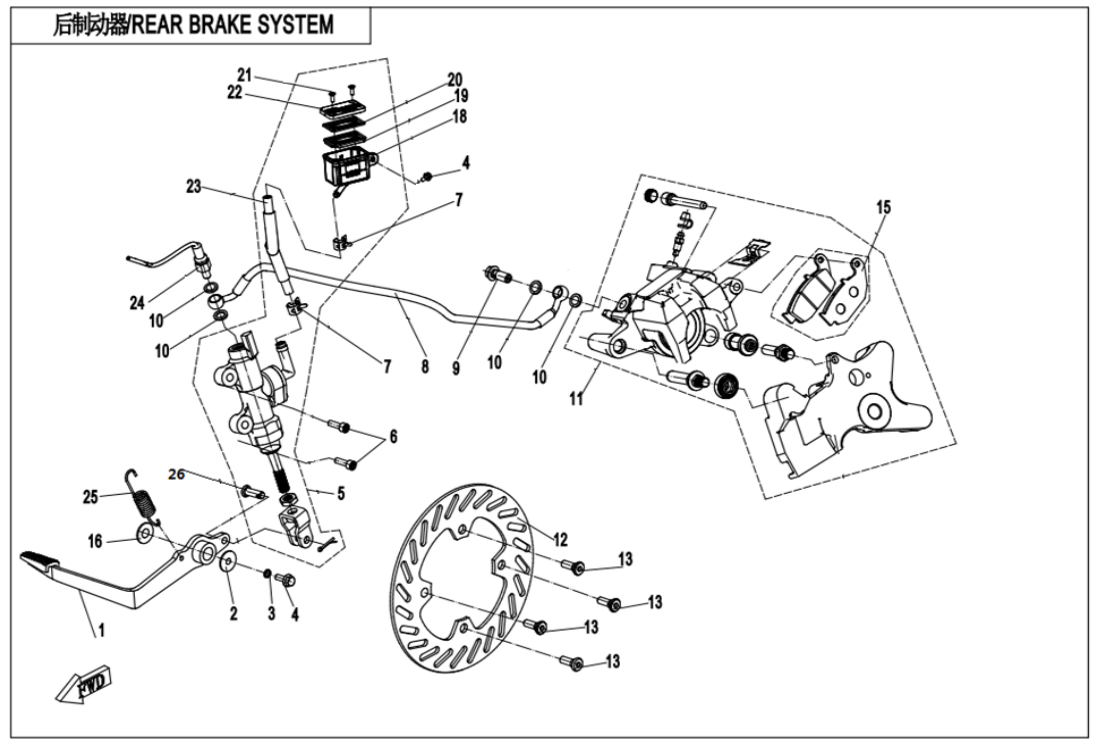 250SR REAR BRAKE SYSTEM – cfmotowholesale
